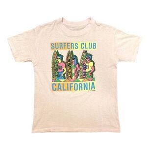 Vintage 80s California Surfer T-Shirt single stitch Pink Neon Small Surf Tee